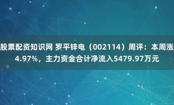 股票配资知识网 罗平锌电（002114）周评：本周涨4.97%，主力资金合计净流入5479.97万元